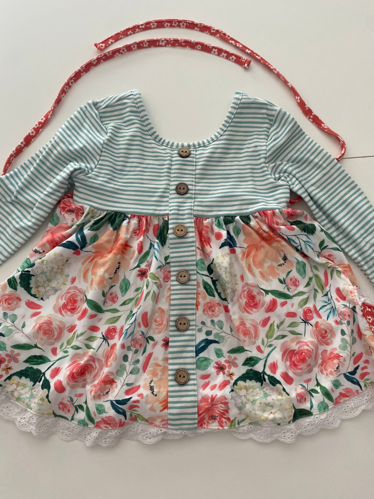 #117, Girls 2T, Cheeky Plum green/orange floral tunic set, EUC