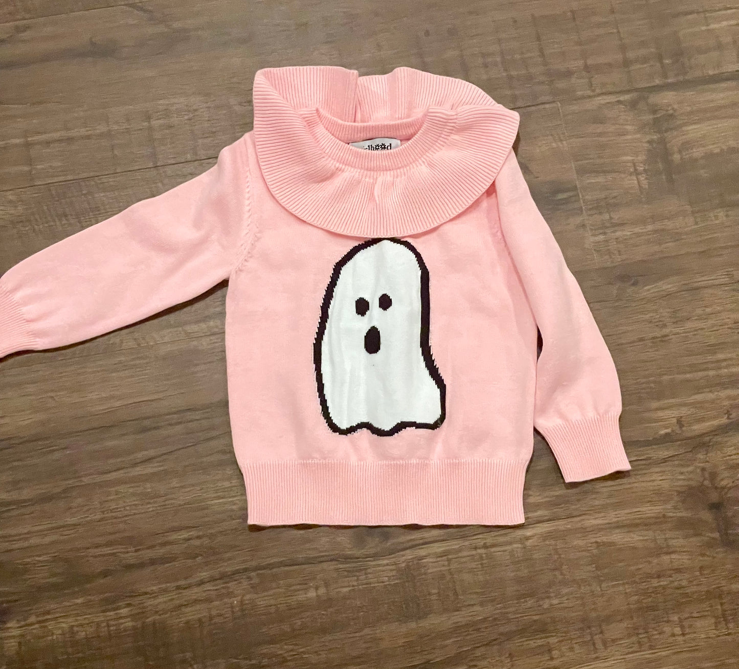 83A girls Girlhood pink ghost Halloween sweater size 18 months NWOT