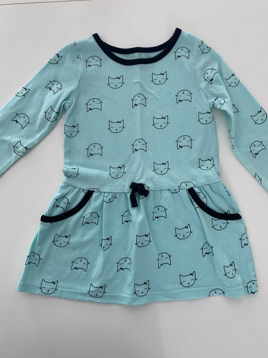 #117, Girls 2T, Healthtex mint green cat print dress, GUC