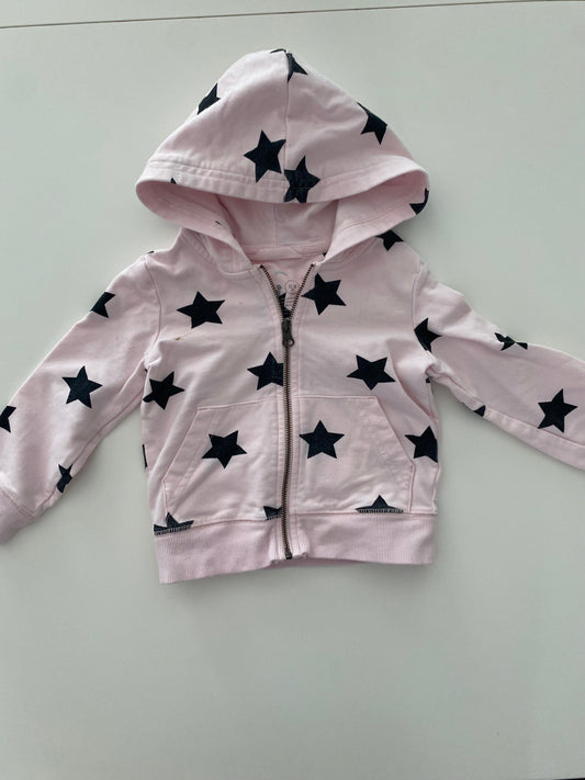 #117, Girls 18M, Primary pink star full zip sweatshirt, GUC