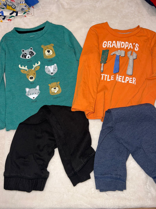 #46 Boys 4T Falls Creek play outfits guc- slight wash wear to pants