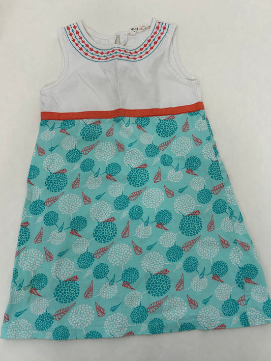#200 Girls 5T blue/orange floral knit  dress