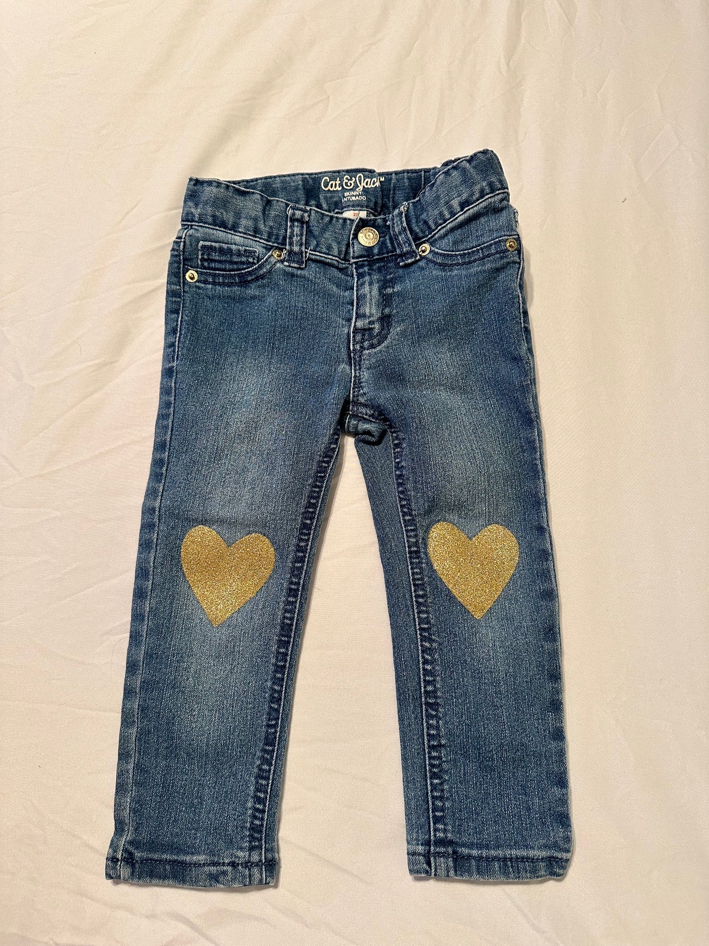 Girls skinny jeans with gold hearts, Cat and Jack, 24 months