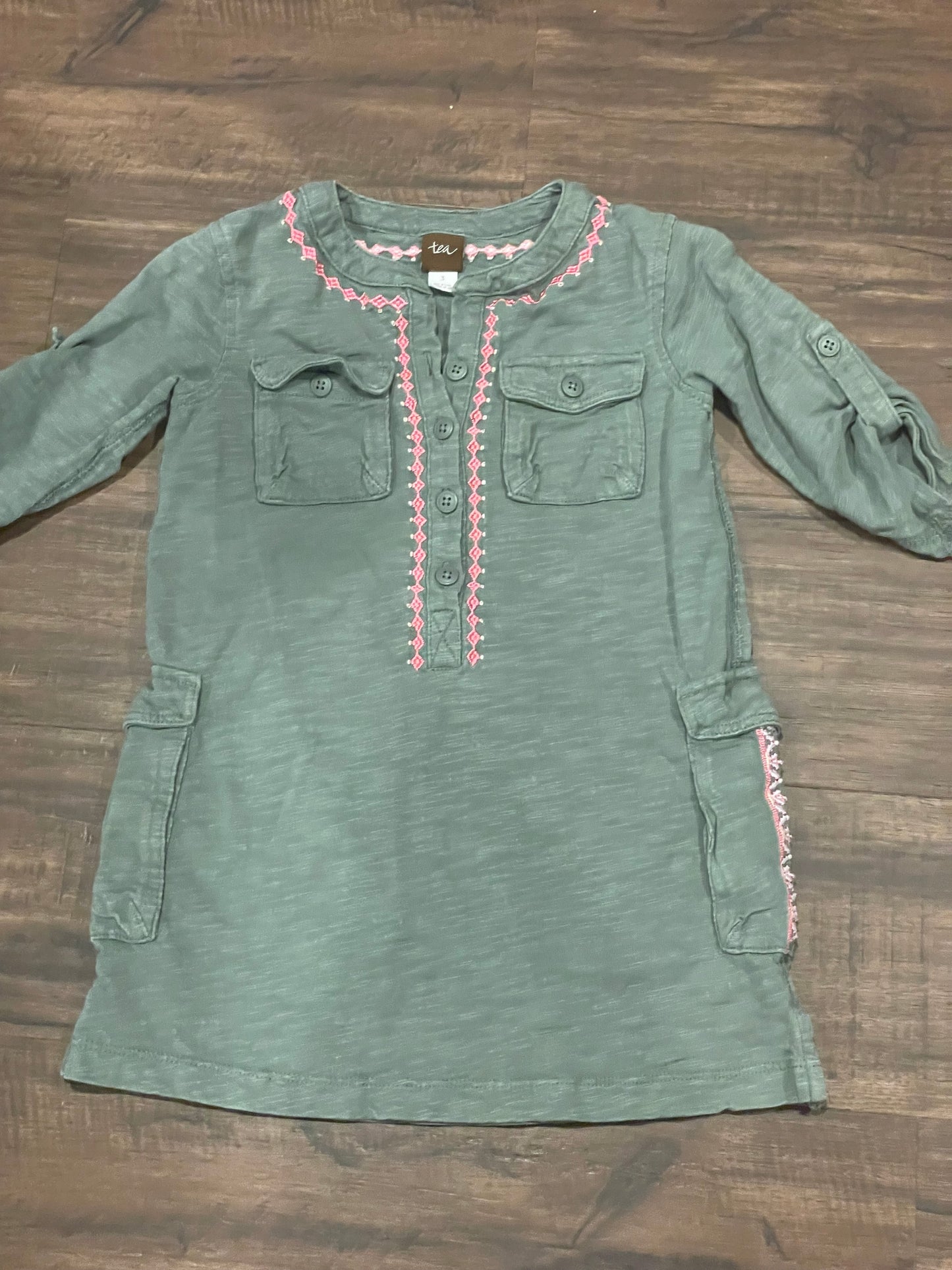 83A girls tea collection green dress size 3 GUC