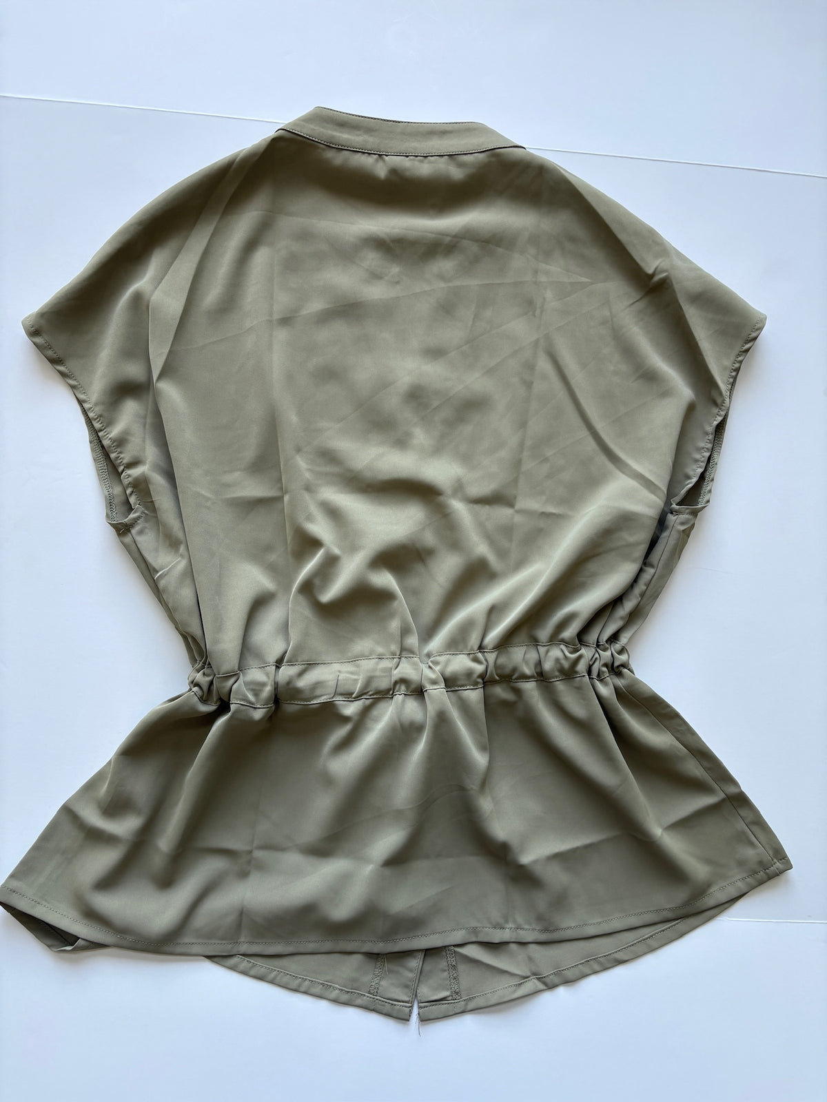 Seller #105 - Women's Medium Green Button Up Shirt with Waist Tie NWT