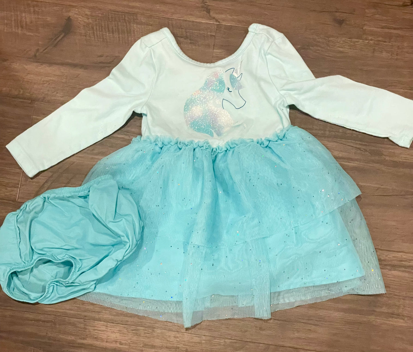 Girls Cat and Jack blue unicorn tulle dress size 18 months #83A