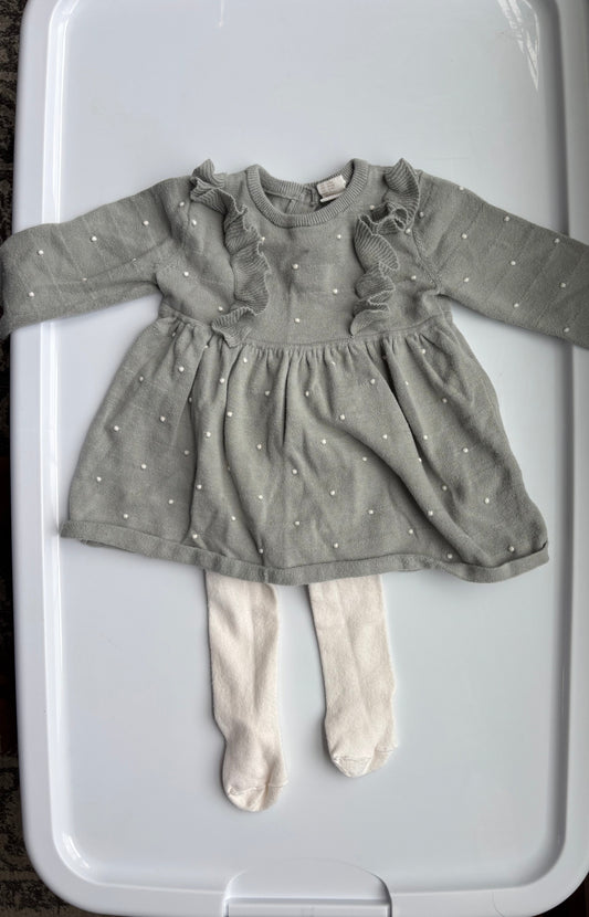 #122 H&M 9 month dress with white tights