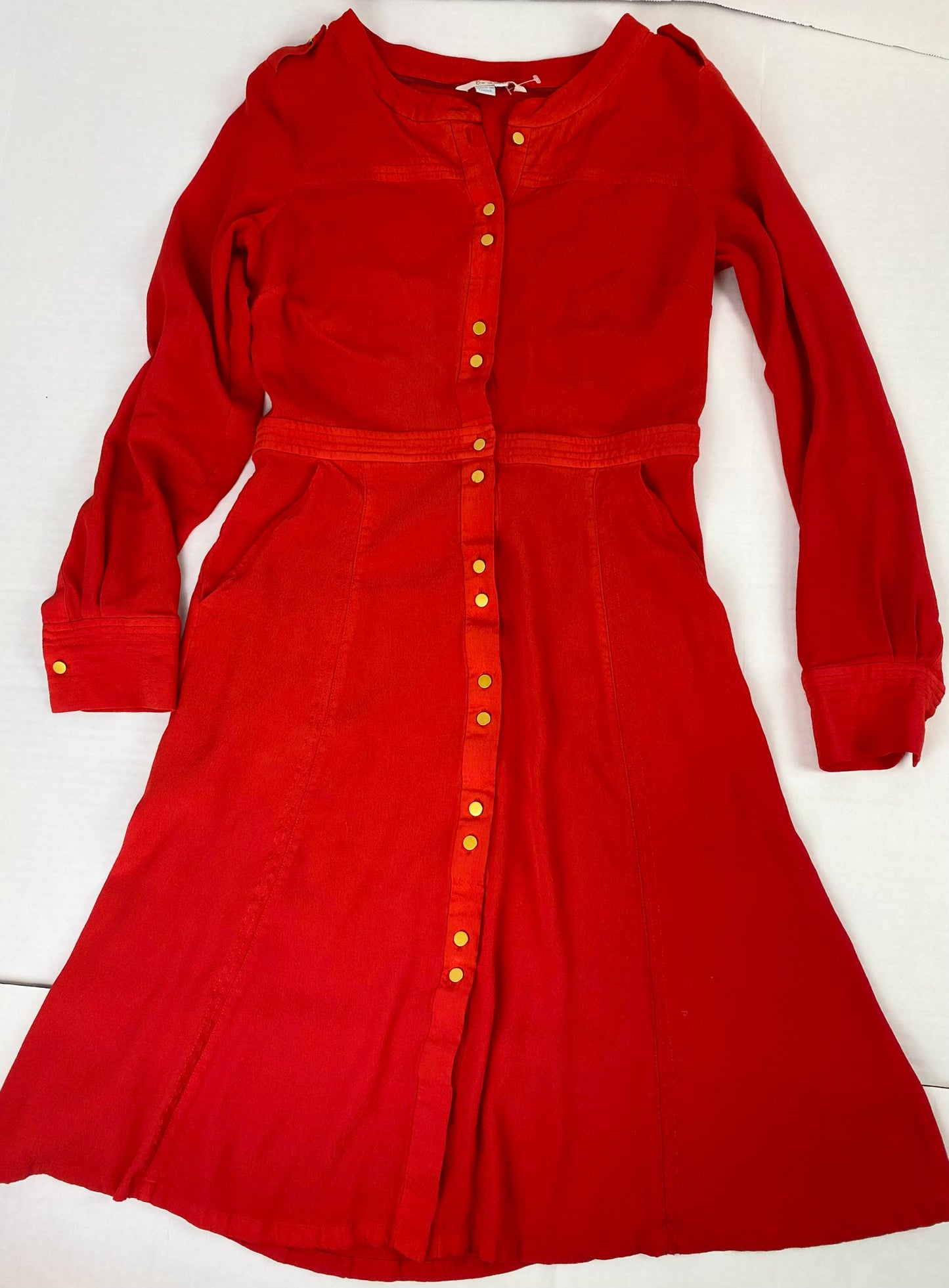 Women Small /4 Boden Red Button Front Viscose Dress