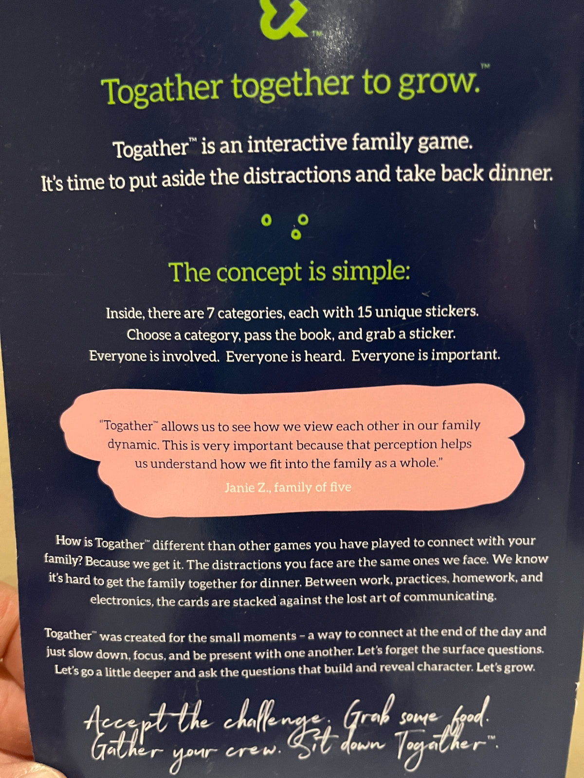 135 Togather, a book of family night games and ideas, BN