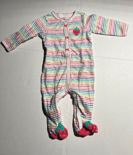 #100 Girls 9m Strawberry Footie Pjs
