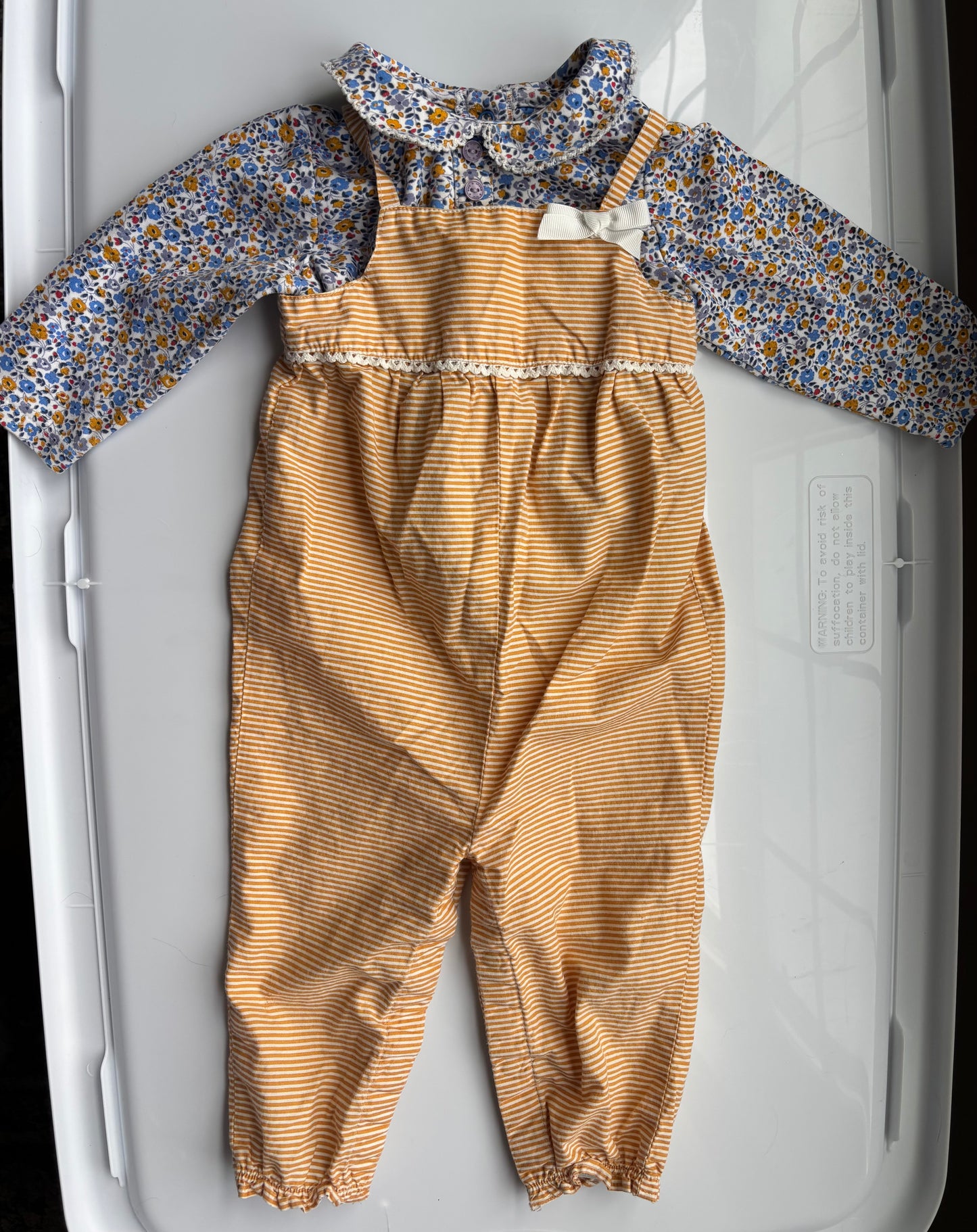 #122 Girls 6-9 month romper set