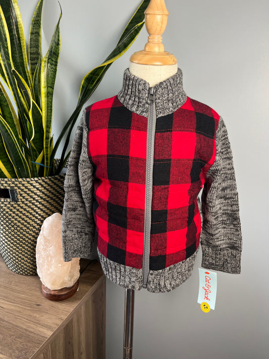 Seller#213 NWT 18m Buffalo Plaid Zip Front Sweater Cat&Jack