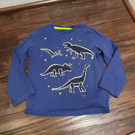 #162 Mini Boden Blue Dino Glow in the Dark Shirt 3/4
