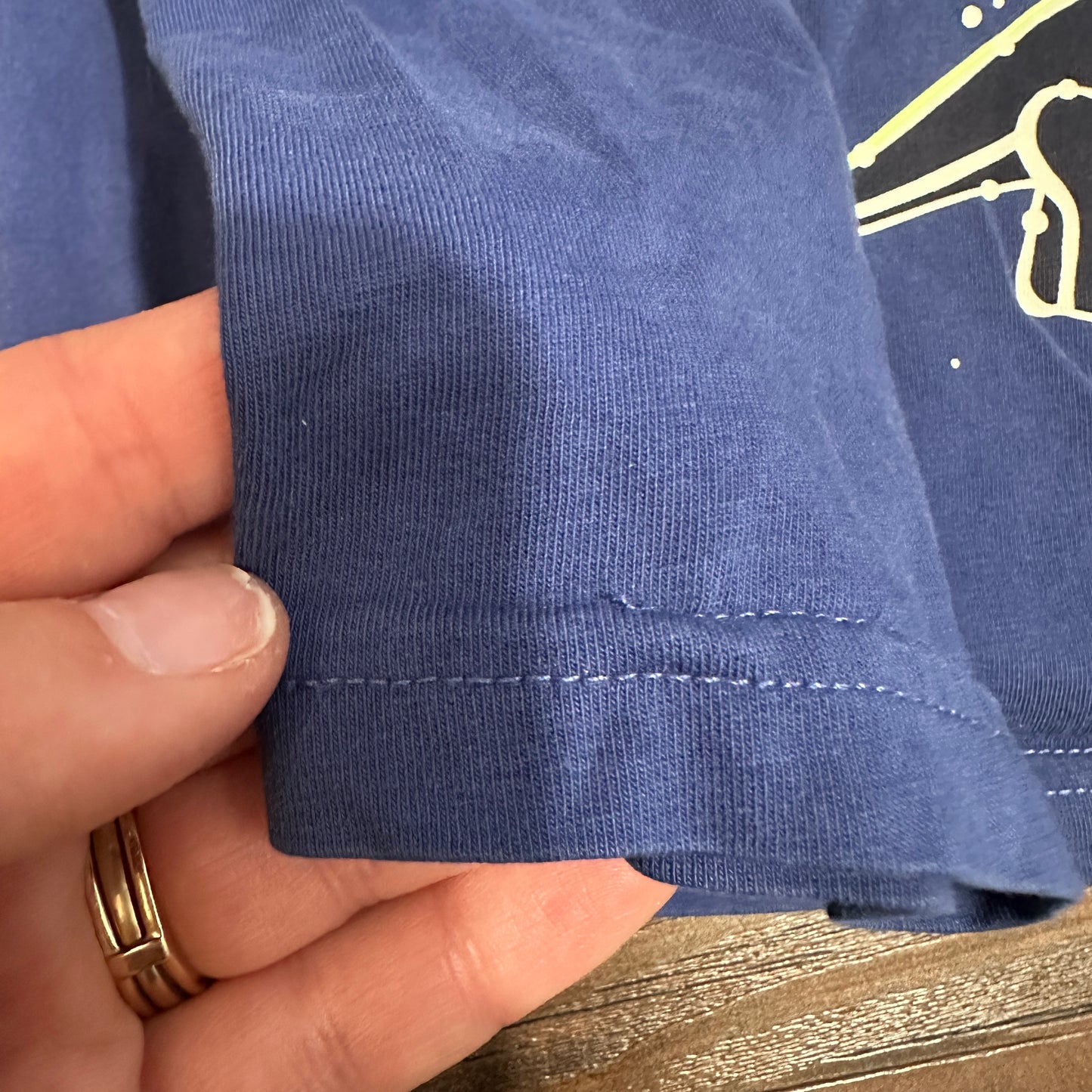 #162 Mini Boden Blue Dino Glow in the Dark Shirt 3/4