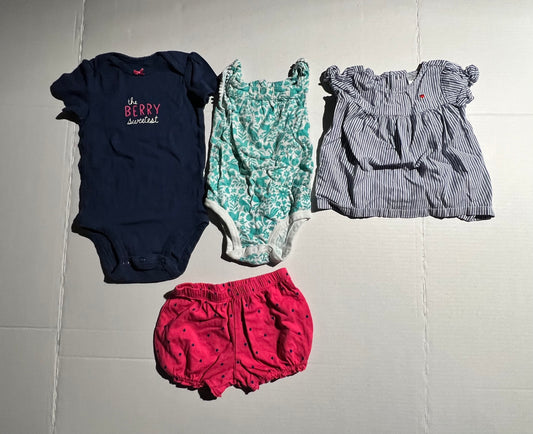 #100 Girls 12m Berry Outfit and Shirts