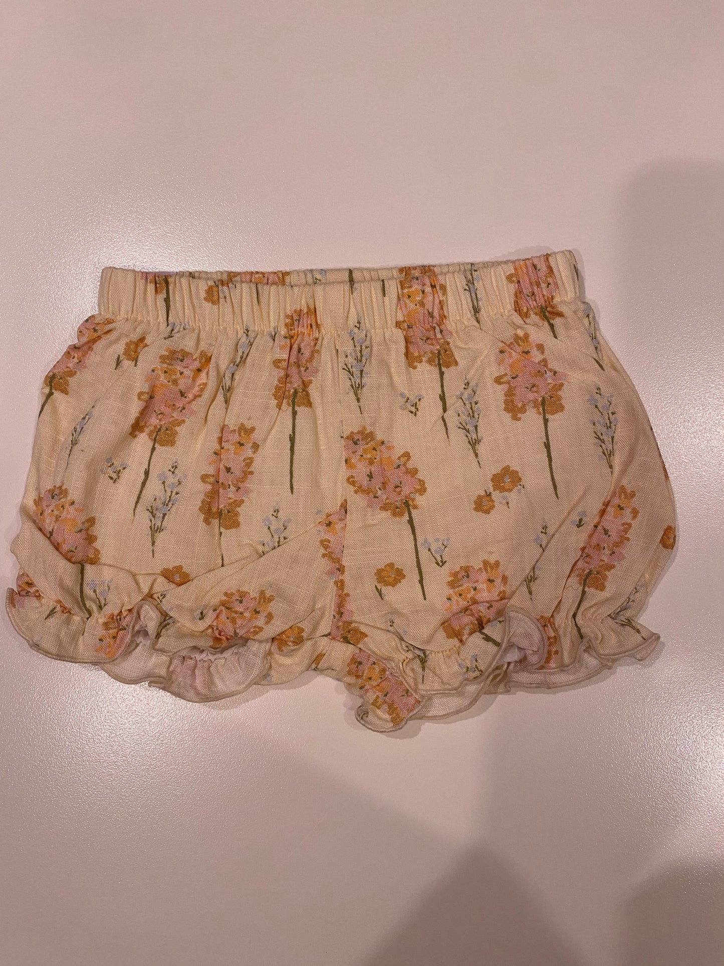 SweetHoney tan floral bubble shorts Girls 18M