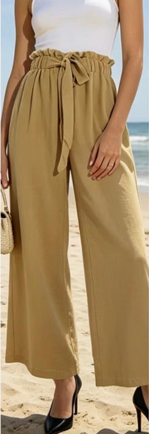 Seller #105 - Women’s Medium Tan Paperbag Wide Leg Pants NWT