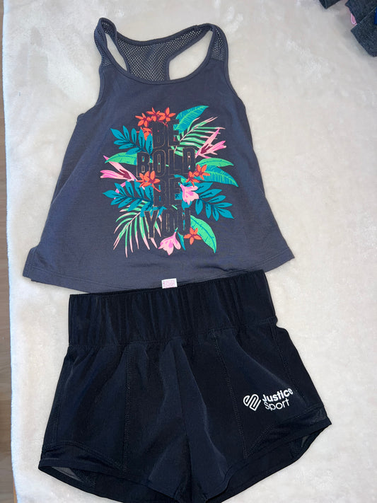 #46 Girls 5T Oldnavy active (top) Justice bottoms euc