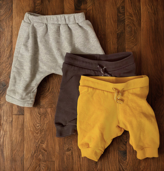 #193 - Set of 3 cotton jogger pants, Boys 3m