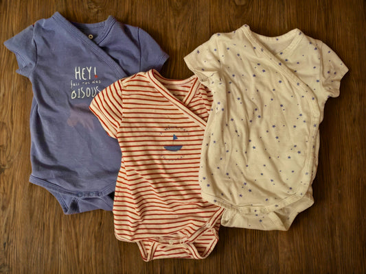 #193 - Set of 3 Kimono short-sleeve bodysuits, 3M GUC