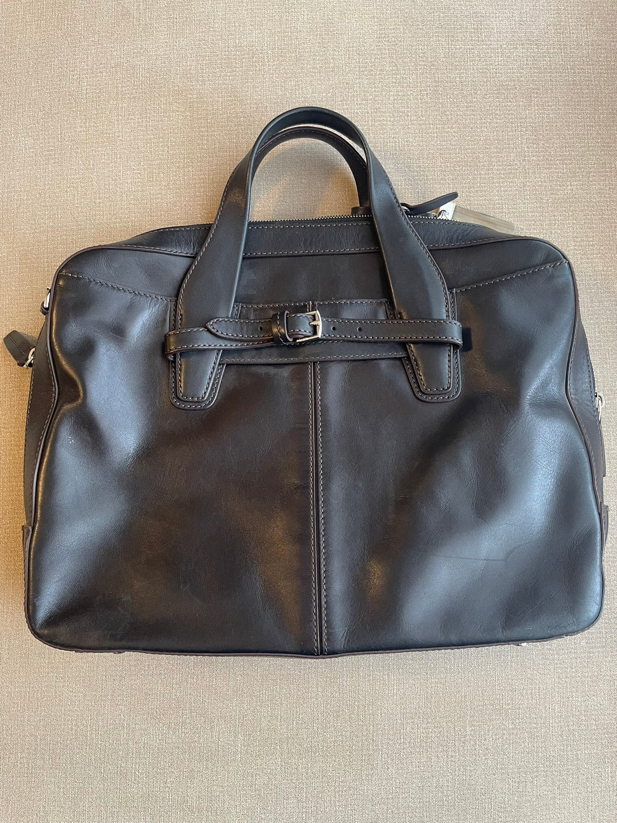 Seller #12 | TUMI Black Leather | Business Travel Briefcase | VGUC (Missing Shoulder Strap)