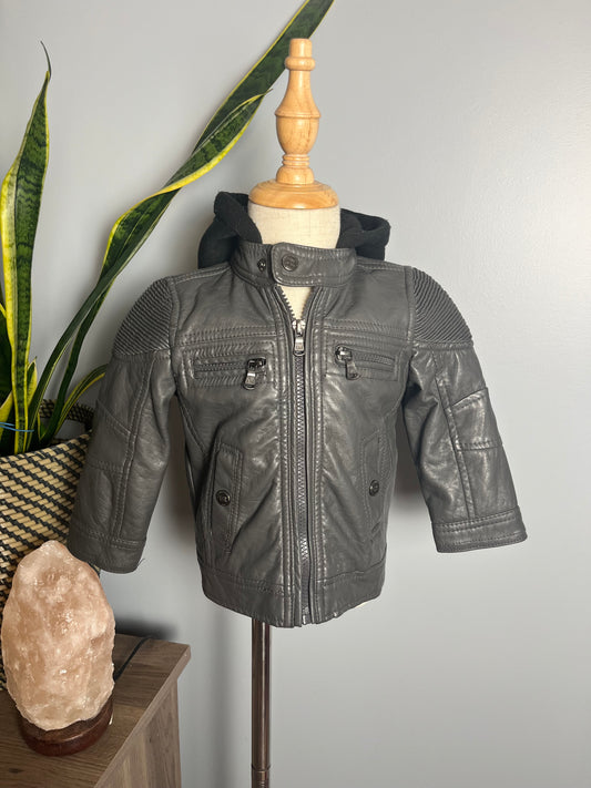 Seller#213 Boys 18m Faux Leather Jacket with Hood EUC!