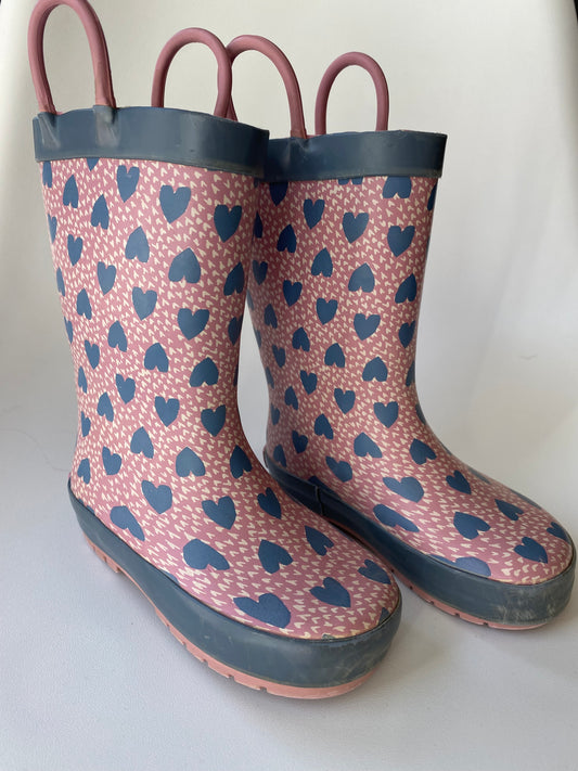 #117, Girls shoes 8c, Tucker + Tate pink heart rainboots, GUC