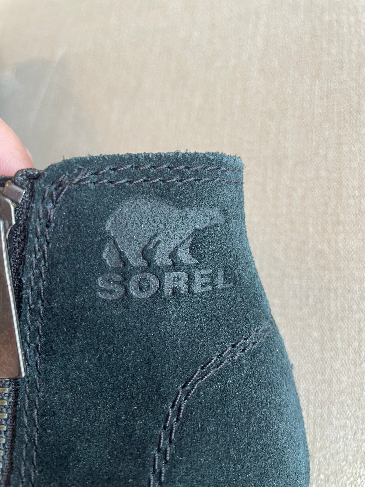 Seller #12 | Women's Black Suede Sorel Evie Zip Wedge Booties | Size 8.5 | EUC