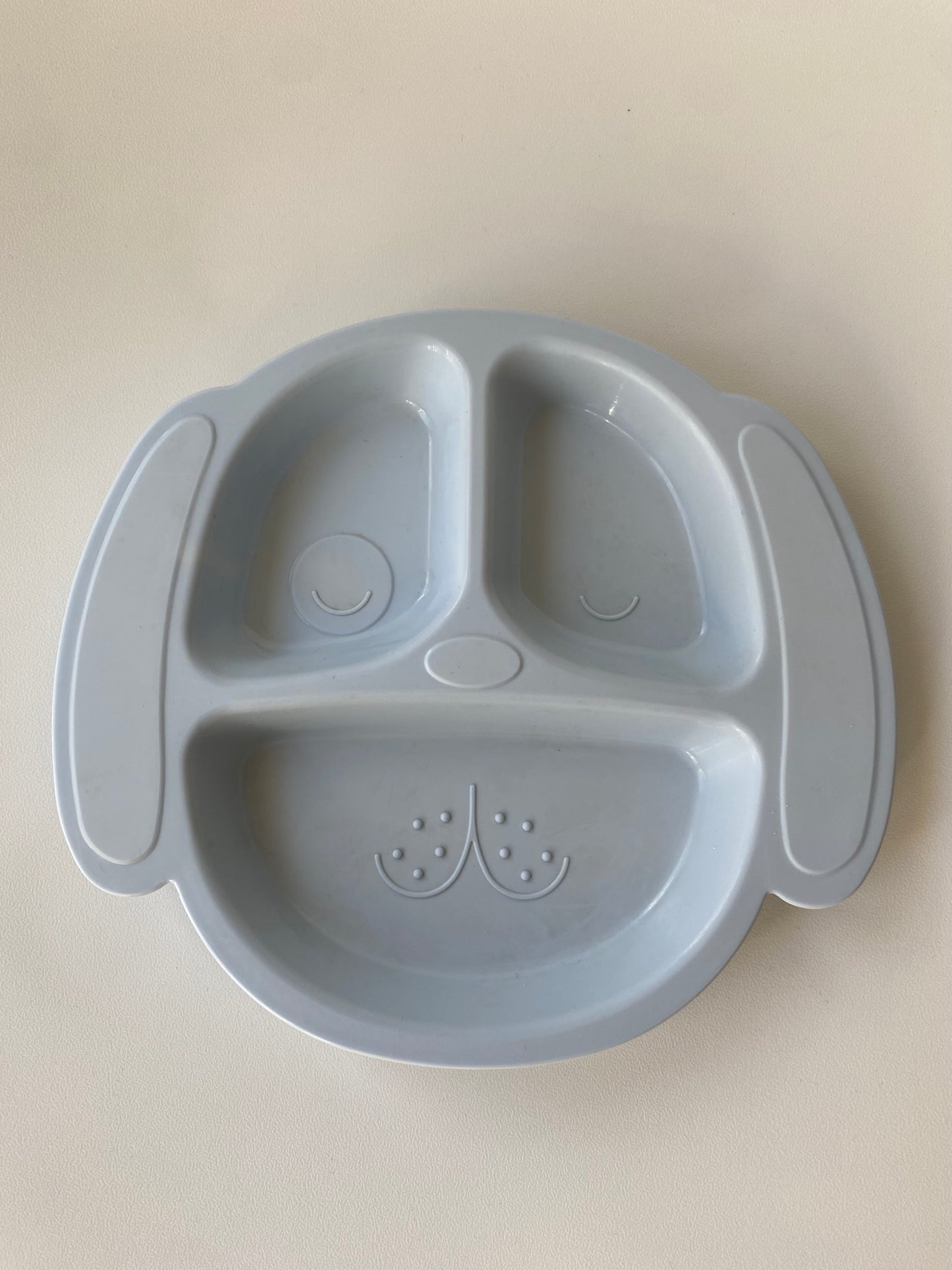 #117, Pottery Barn blue puppy plate, GUC