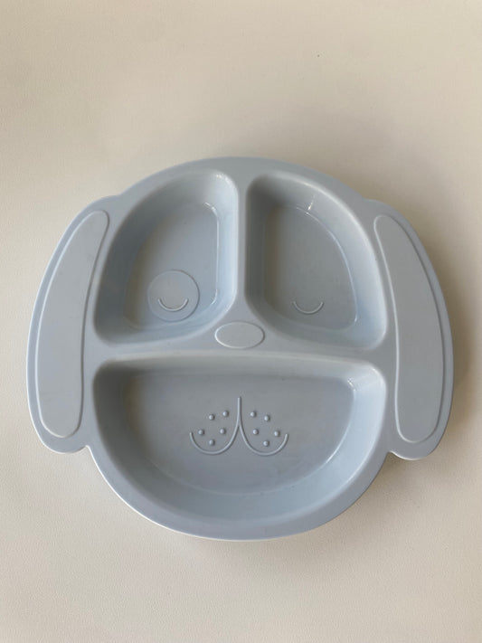 #117, Pottery Barn blue puppy plate, GUC