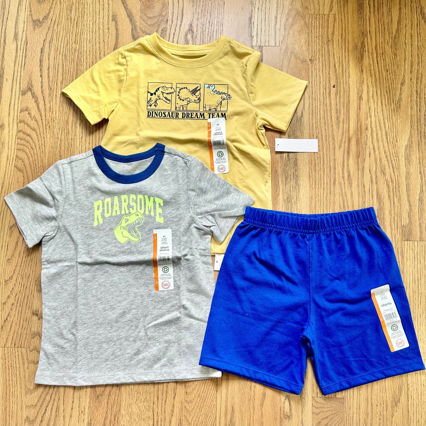 #108- Boys, NEW! Wonder Nation Dino Shirts & Shorts Set- Size 4