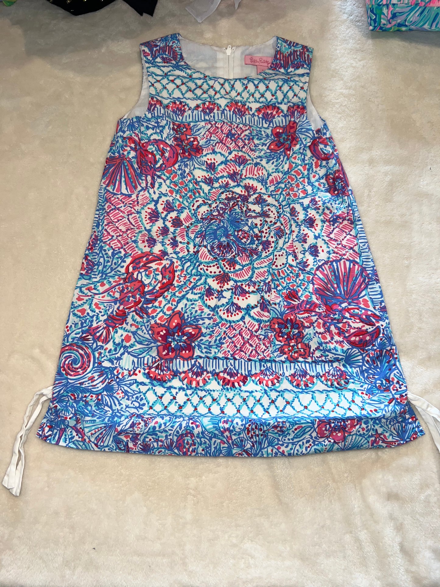 #46 Girls 5T Lilly Pulitzer dress lobster dress red,white, blue guc