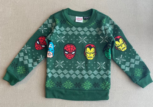Seller #12 | Marvel Avengers Dark Green Christmas Sweater | EUC | Size 4T