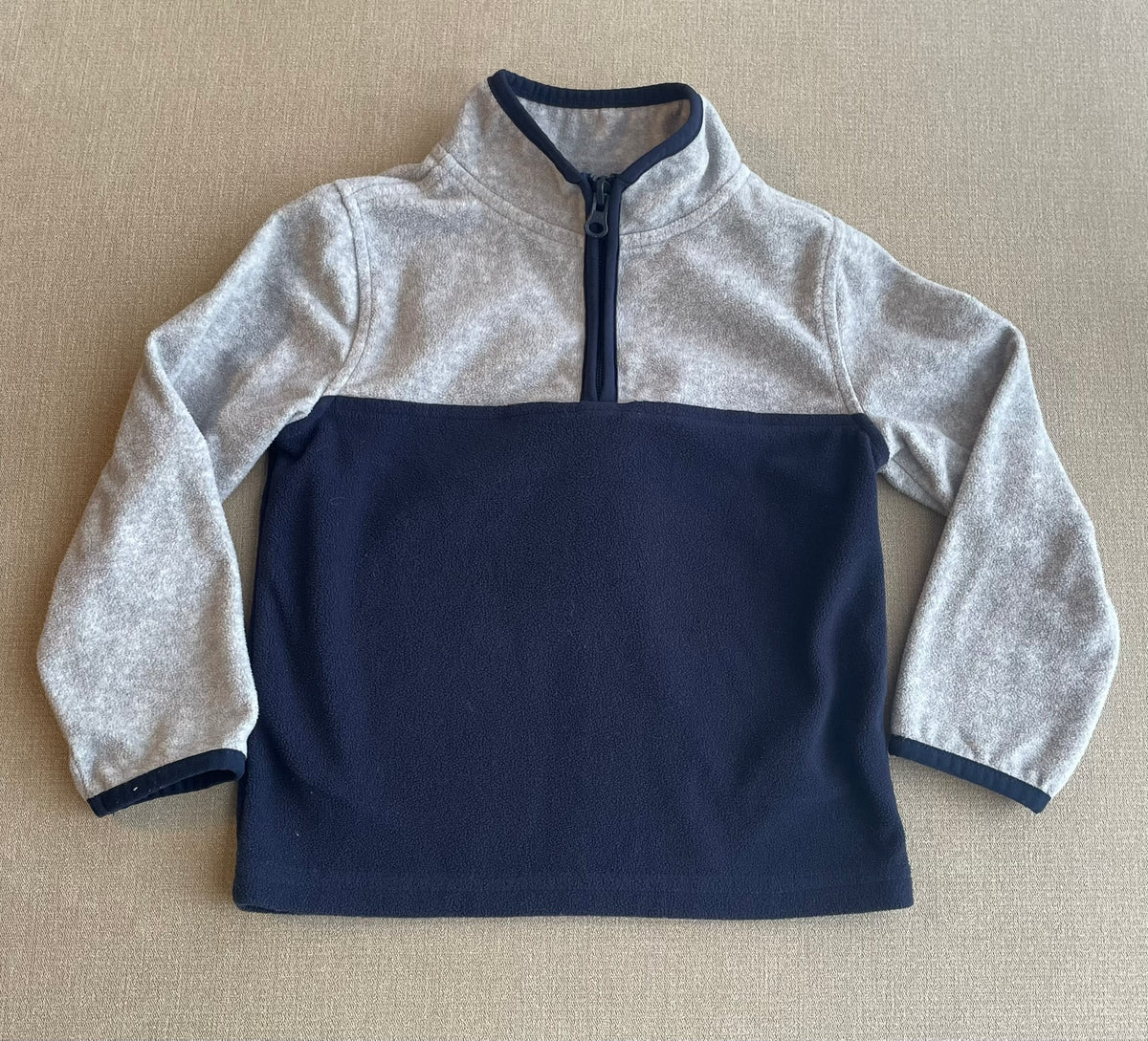Seller #12 | OshKosh Boys Navy Blue and Light Gray 3/4 Zip Fleece Sweater | EUC | 3T