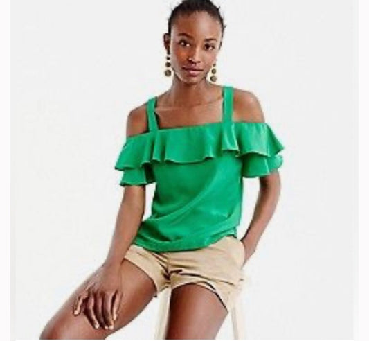 Size 4 J. Crew Women's Green Silk Top