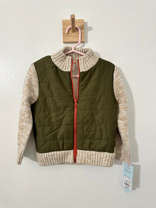 #111 Cat & Jack Quilted Sweater Zip Up Jacket 2T NWT