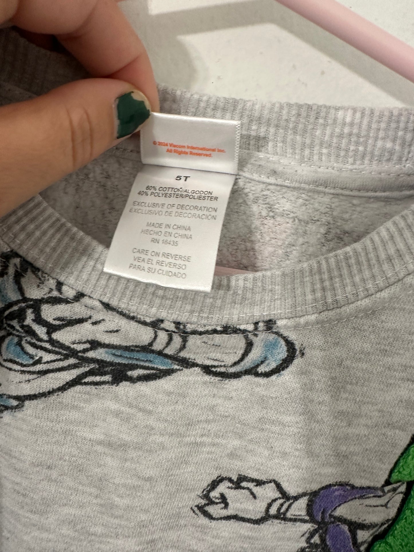 #111 Nickelodeon Teenage Mutant Ninja Turtles Crewneck Sweatshirt 5T Embroidered TMNT