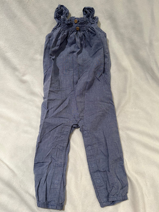 Little Planet 18 month Girl Chambray Romper with Ruffled Sleeves NWOT