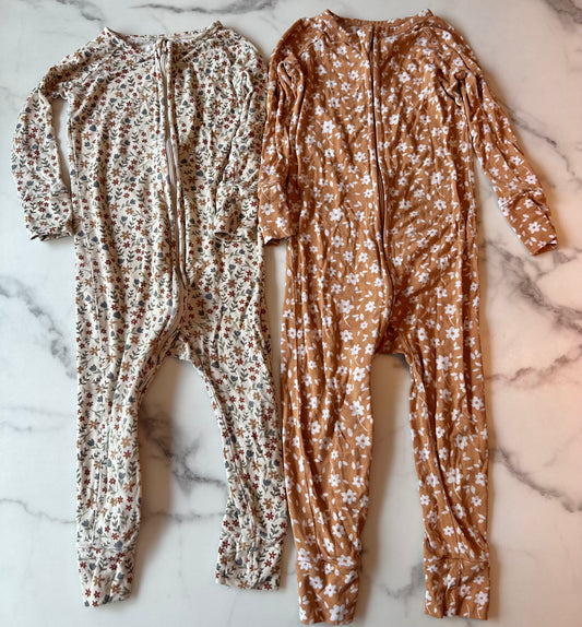 Brave Little Ones Bamboo pajama sleepers 18-24 months, 2 pair
