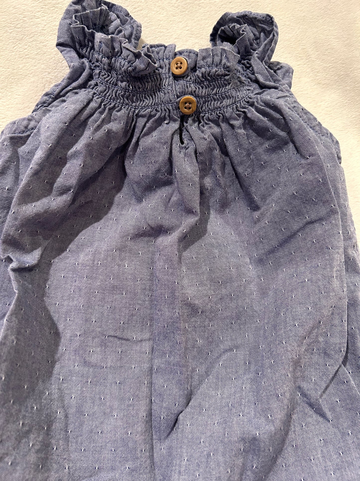 Little Planet 18 month Girl Chambray Romper with Ruffled Sleeves NWOT