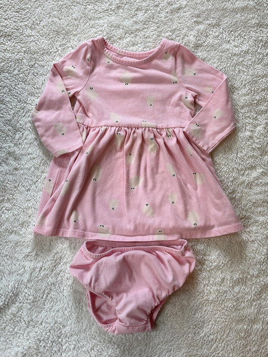#58 Cat & Jack  Girls 18 M Pink Ghost Dress Outfit