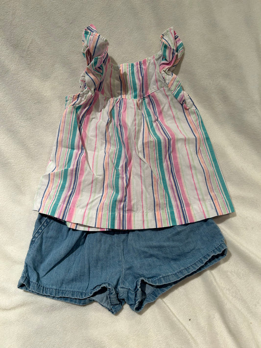 OshKosh 18-24 month summer striped top with chambray shorts
