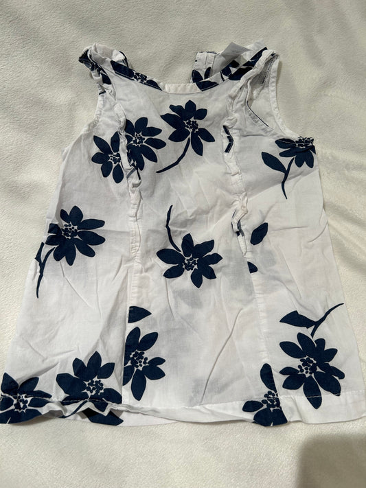 Carter's 24 month Girl White Top with Navy Flowers EUC