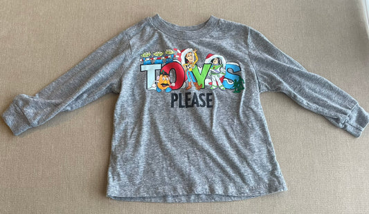 Seller #12 | Toy Story | Heathered/Vintage Wash, Light Gray, Long Sleeve Christmas Shirt | VGUC | Size 3T