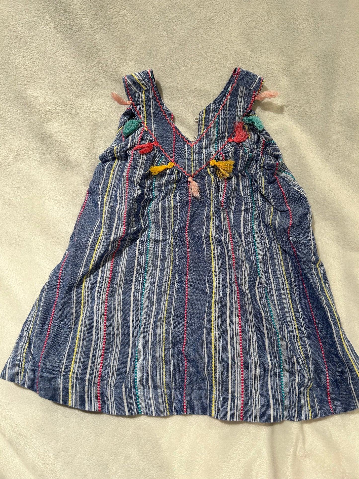 Mud pie 12-18 month girl Chambray dress with stripes
