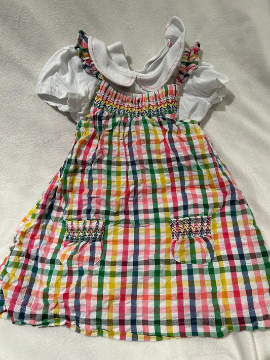 Baby Boden 18-24 month girl gingham multicolored jumper with tee