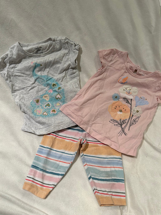 Carters 24 month girl capris with matching tops