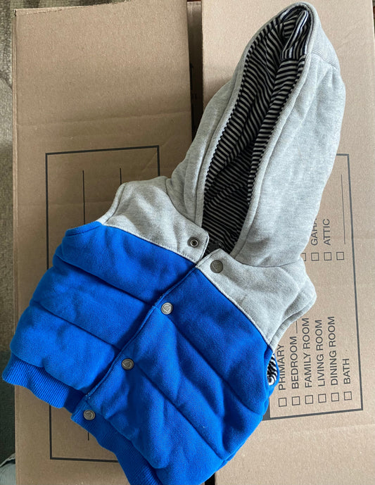 #193 - Petit Bateau Cotton Padded Vest with Hood, 3M, EUC
