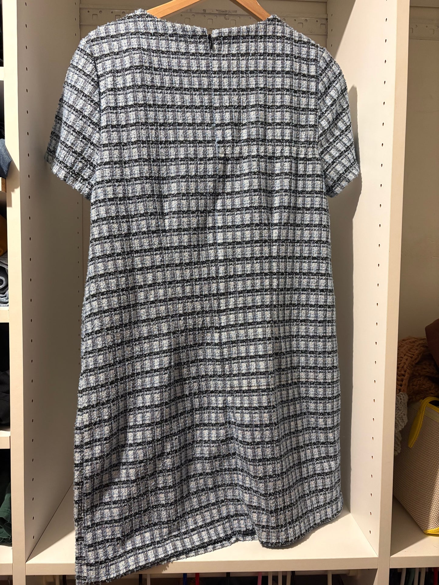 #112 Ann Taylor Loft Women's Blue Checkered Shift Dress