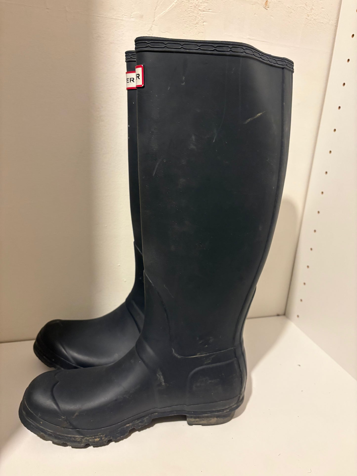 #112 Original Tall Navy Hunter Boots with Inserts Women's Size 7